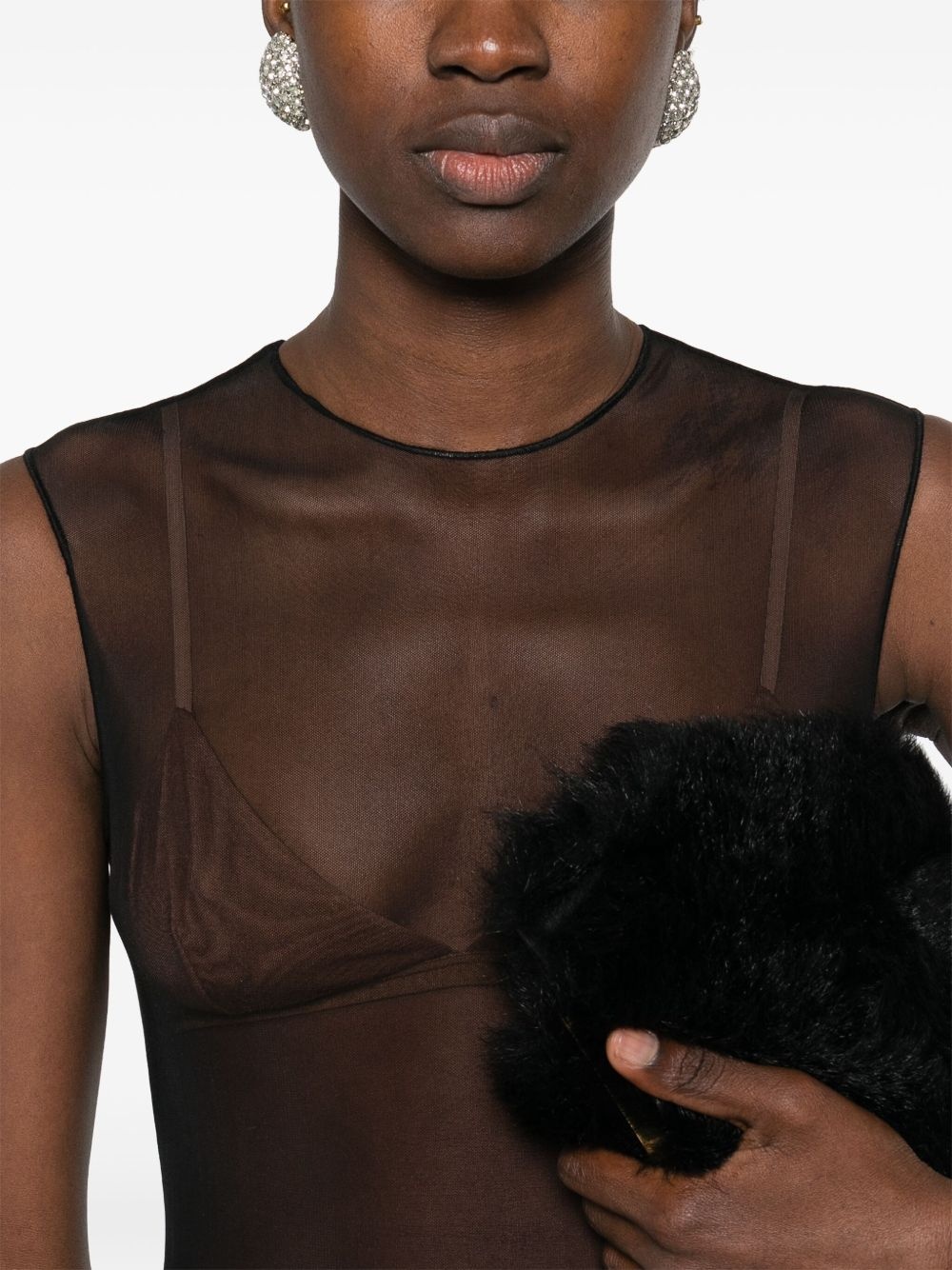 crew-neck mesh bodysuit - 5