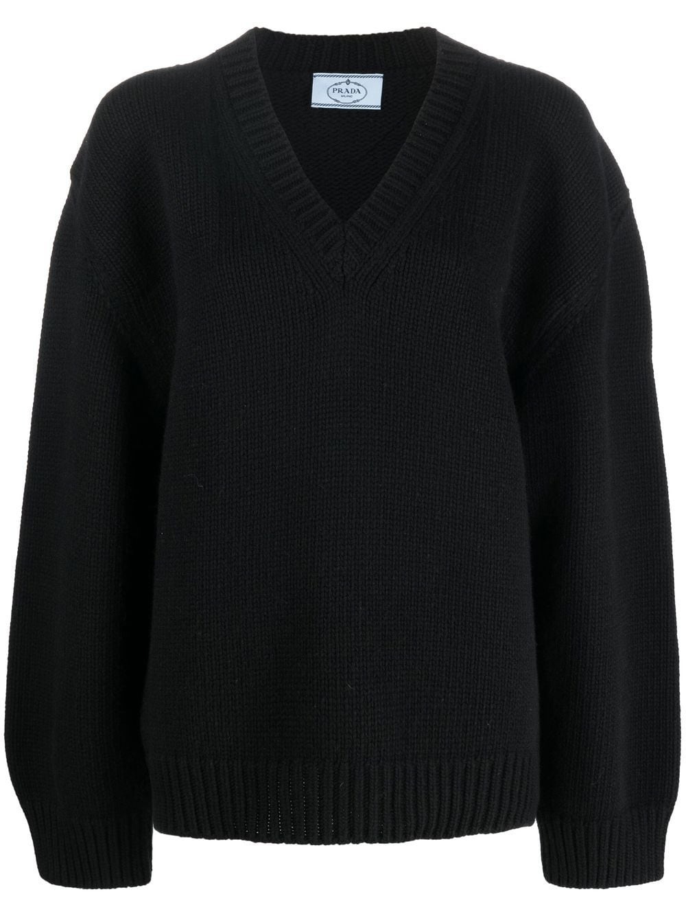 V-neck knitted long-sleeve jumper - 1