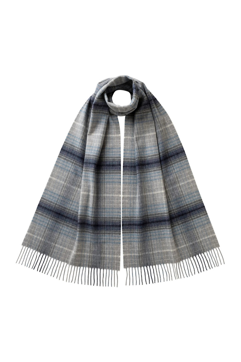 Ombre Check Grey Merino Scarf 1