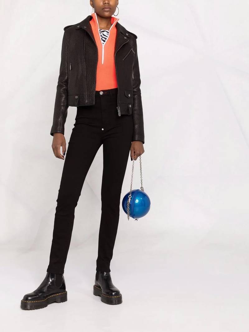 PHILIPP PLEIN Super high-waisted denim jeggings outlook