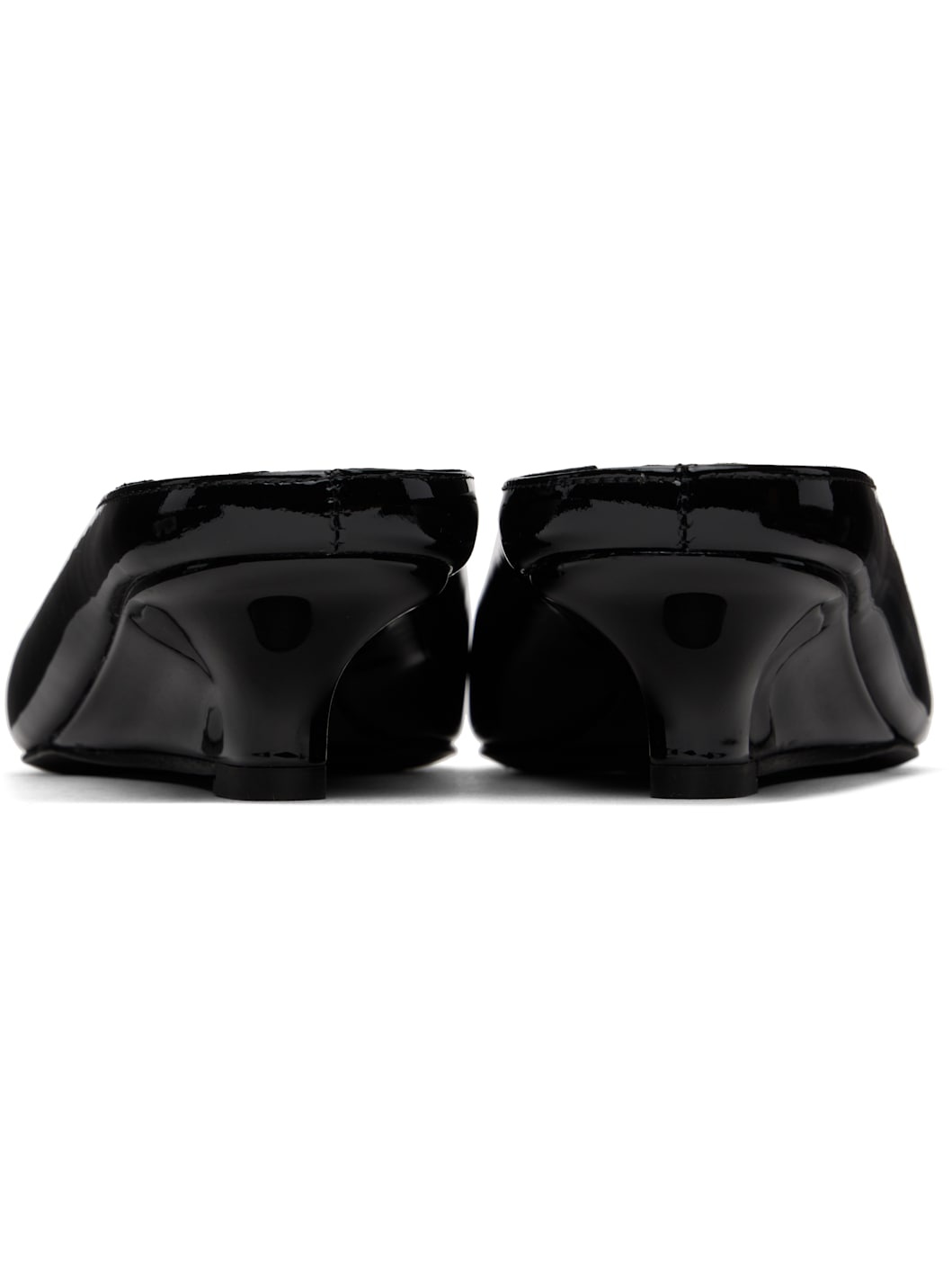 Black Sharp Patent Wedge Mules - 2