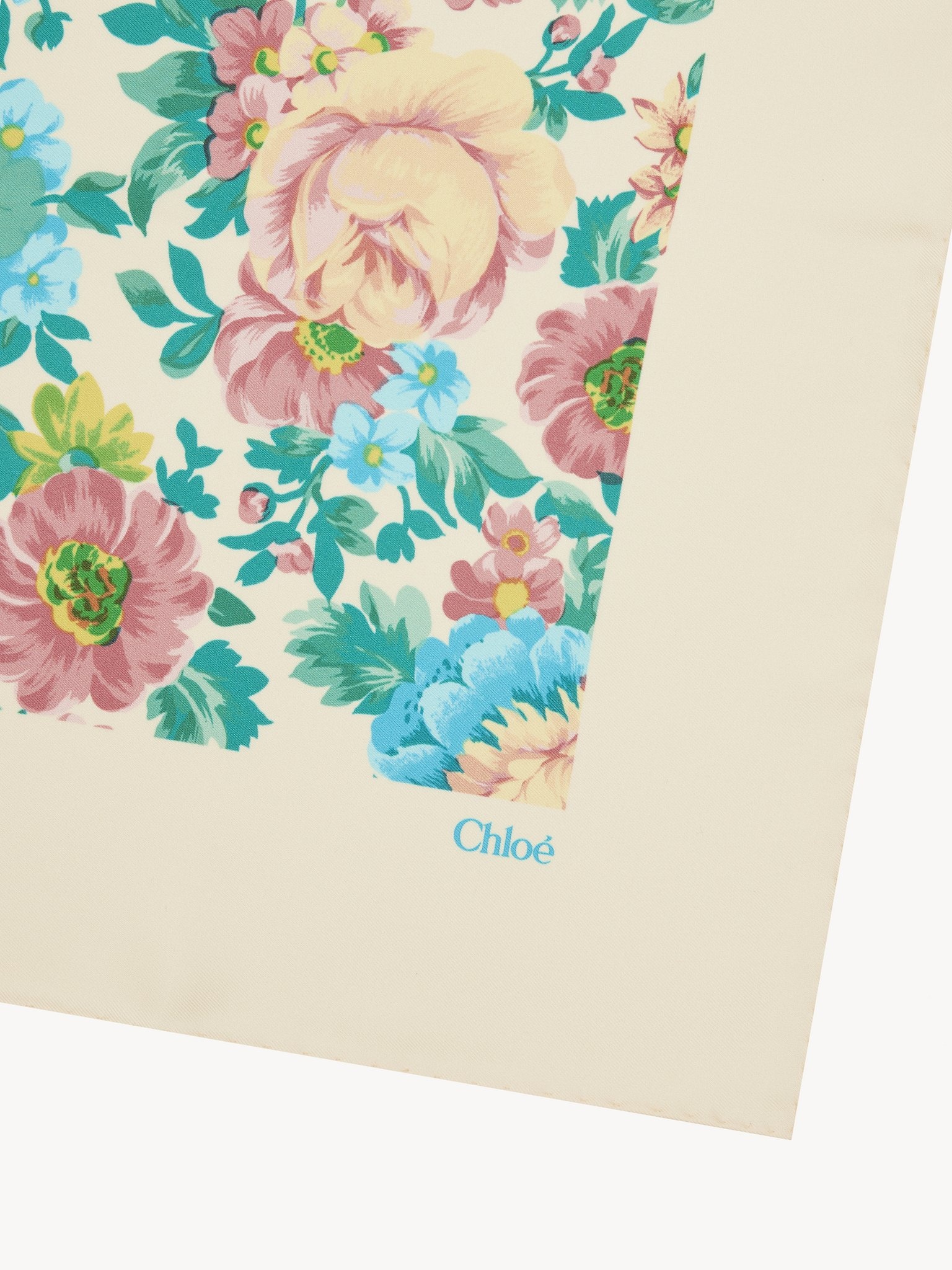 THE CHLOÉ PEONIES SQUARE SCARF IN SILK TWILL - 3
