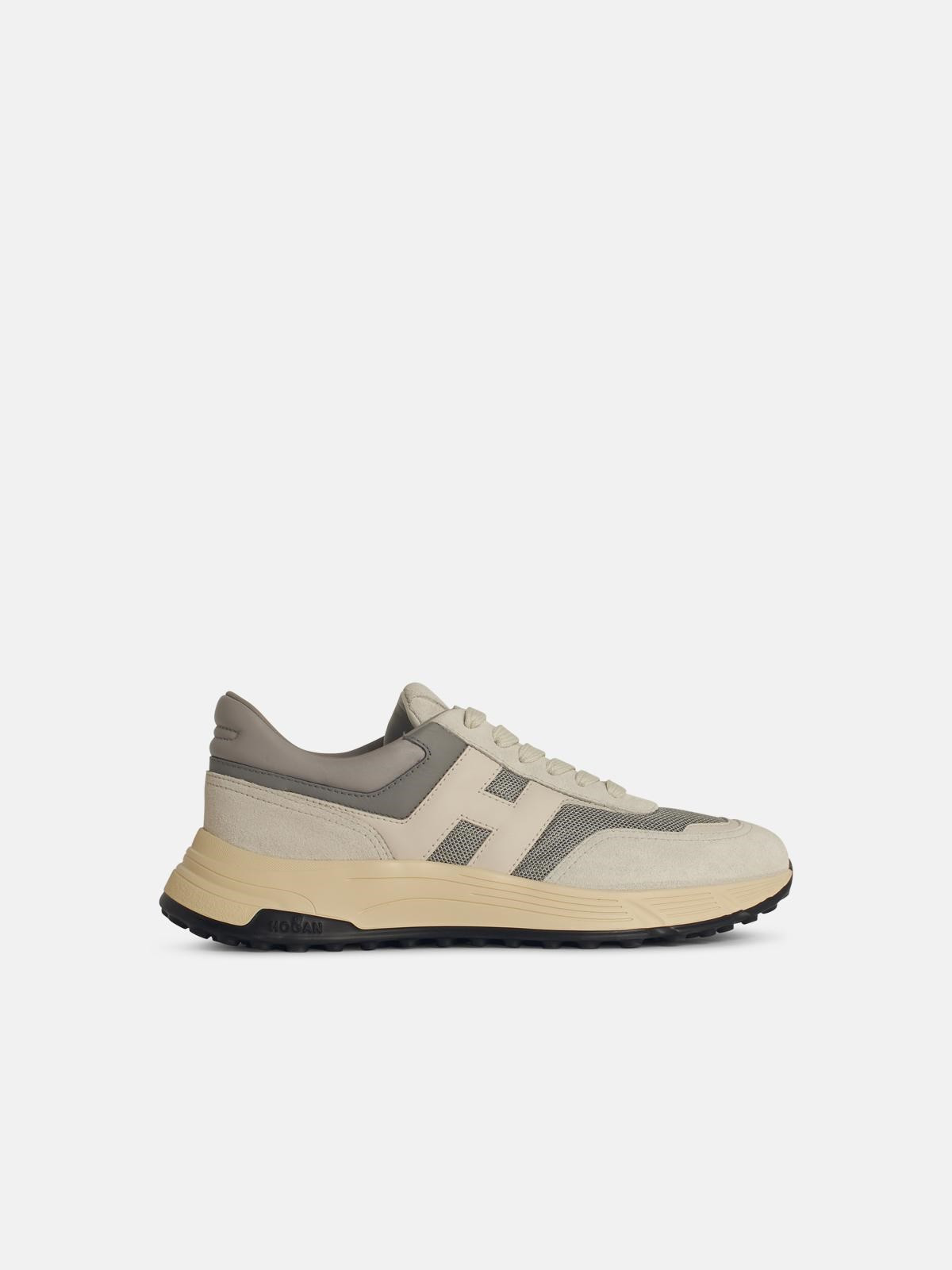 'HYPERLIGHT' GREY LEATHER BLEND SNEAKERS - 1