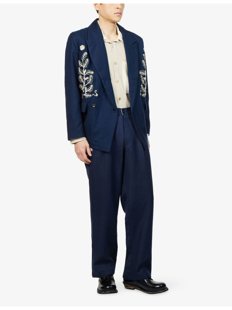 KARTIK RESEARCH Pleat Embroidered Wool Trousers outlook