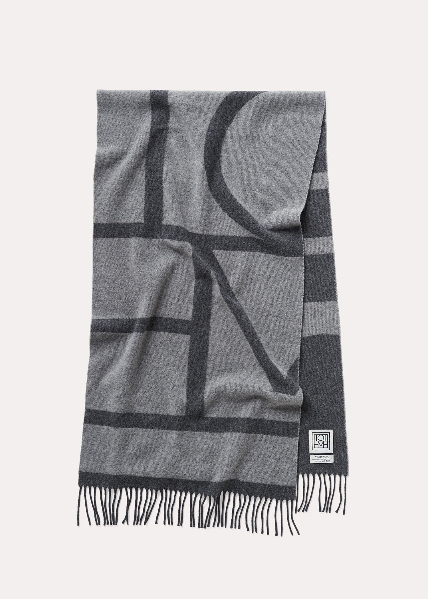 Monogram jacquard wool scarf dark grey mélange - 7