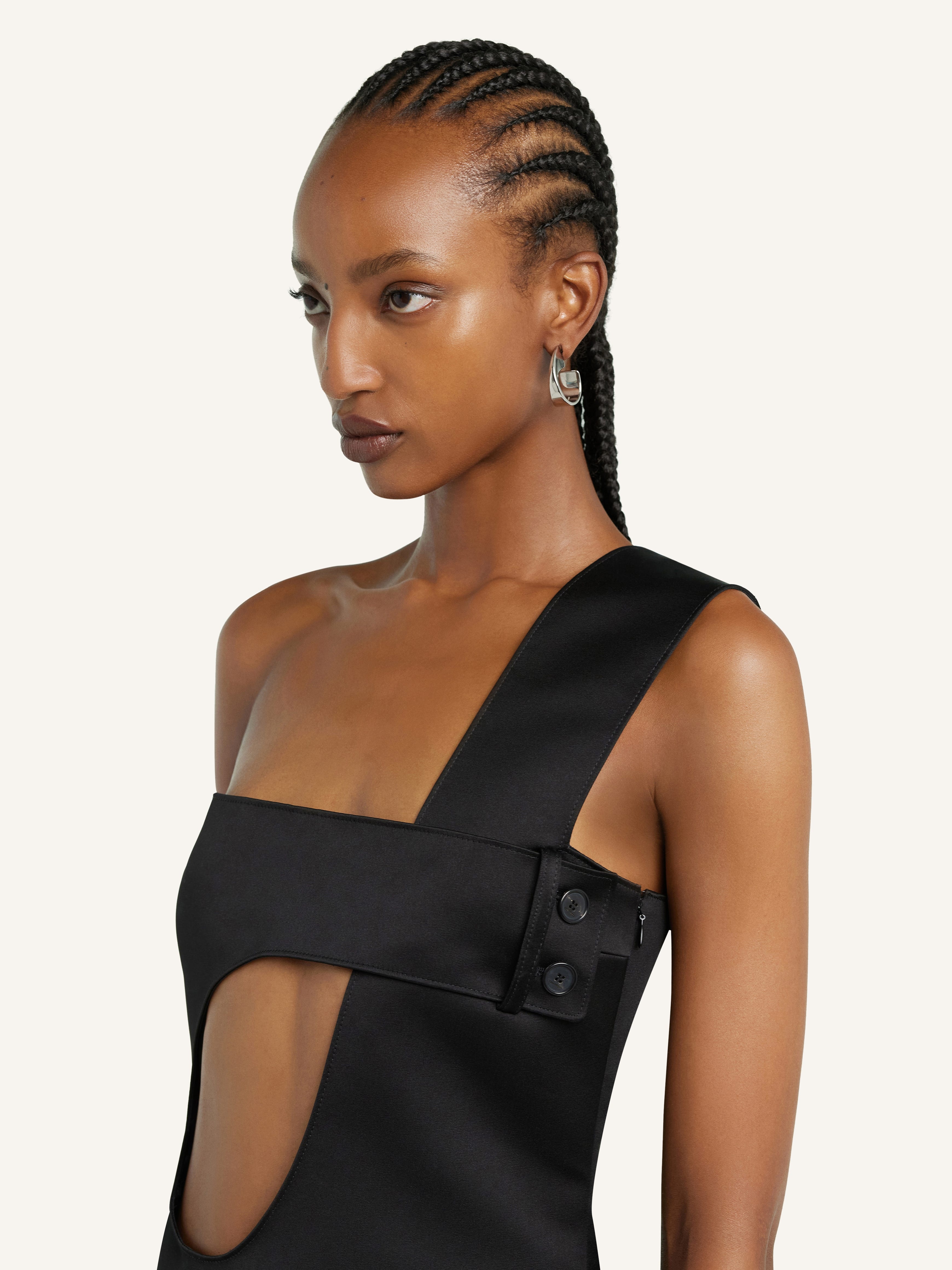 SHORT CUT-OUT SATIN DRESS - 5