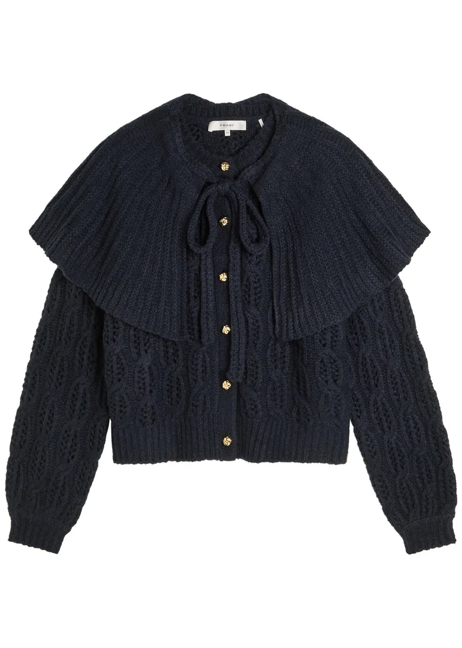 Frame Cape-effect Cable-knit Wool-blend Cardigan - 1