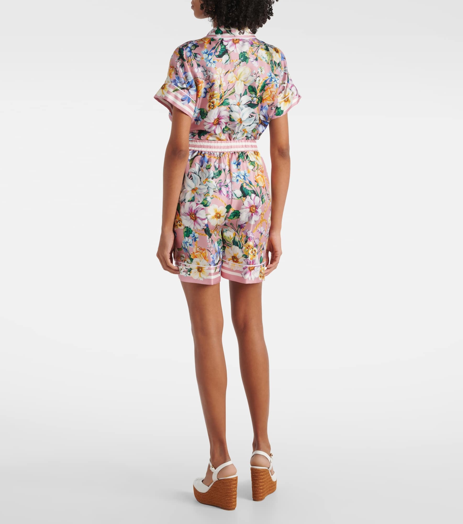Floral silk twill shorts - 3