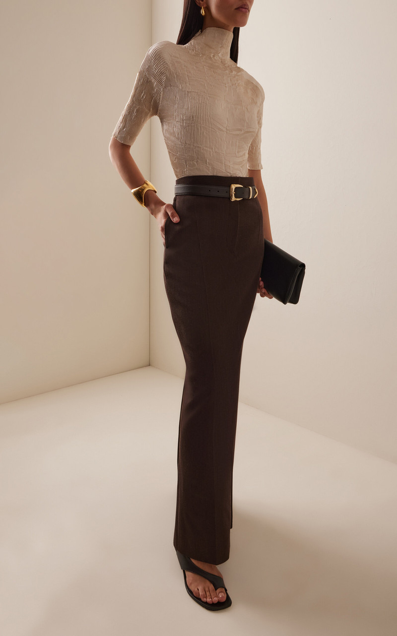 FFORME Rae Tailored Wool Skirt brown outlook