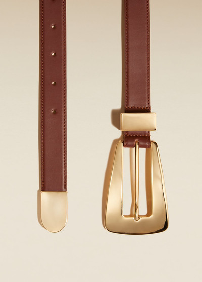 KHAITE The Lucca Belt in Dark Brown Leather with Gold outlook
