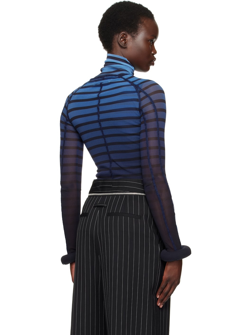 Blue 'The 3D Striped" Turtleneck - 3