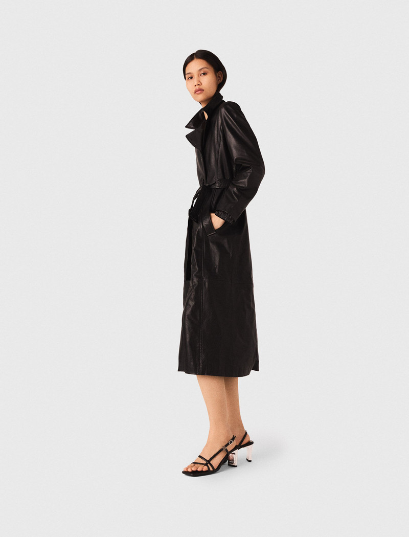 Long leather trench coat 3