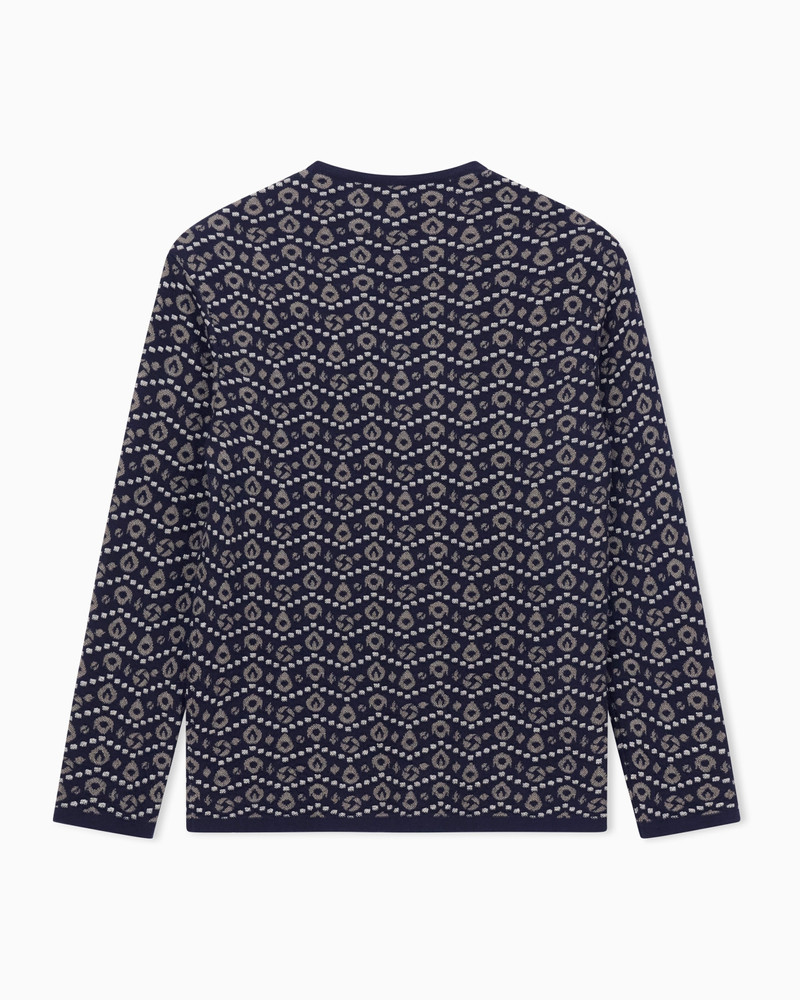 V-NECK JUMPER IN CASHMERE, SILK AND VISCOSE JACQUARD 3