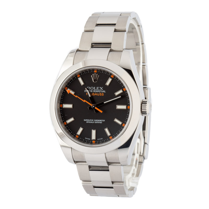 Pre-owned Rolex Milgauss Ref 116400 Black Dial Stainless Steel - 2