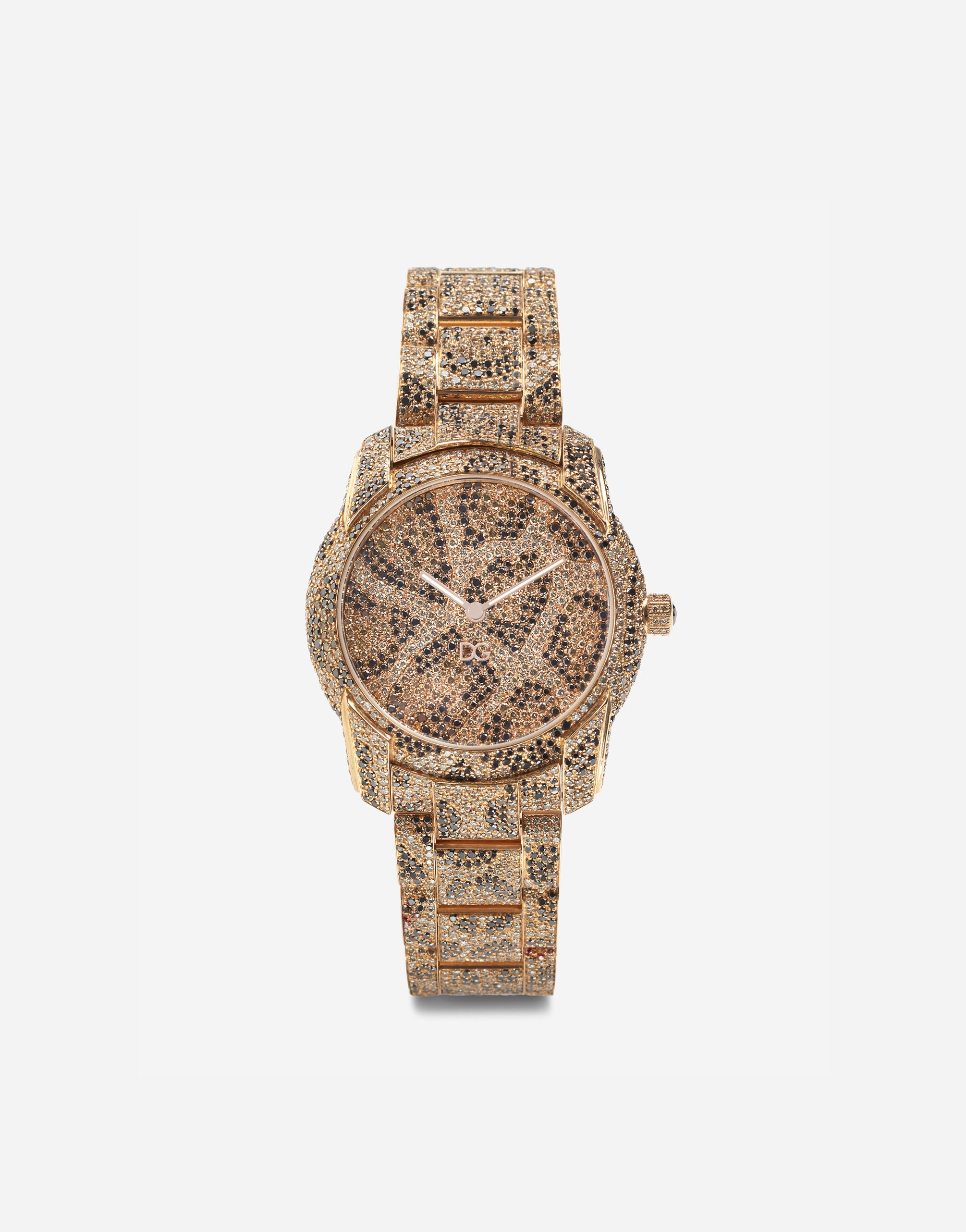 DG7 leo watch in red gold with brown and black diamonds - 1