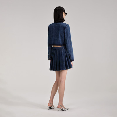 self-portrait Denim Pleated Mini Skirt outlook