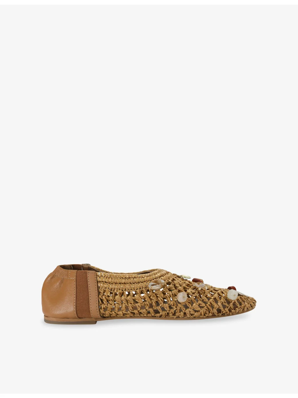 Meela Charm Raffia and Leather Ballet Flats - 1