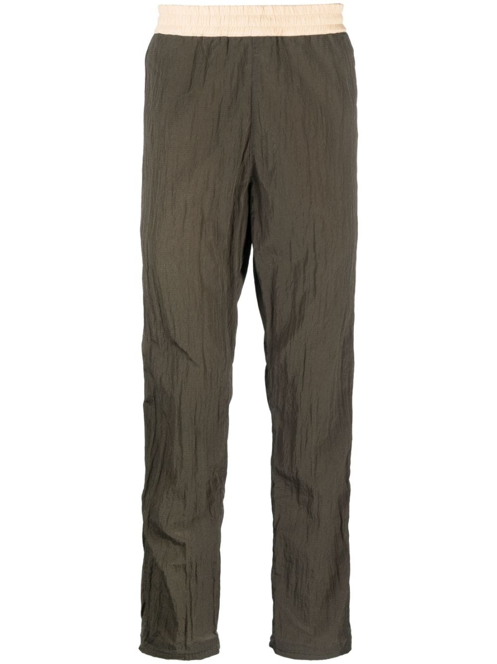 elasticated-waistband straight-leg trousers - 1