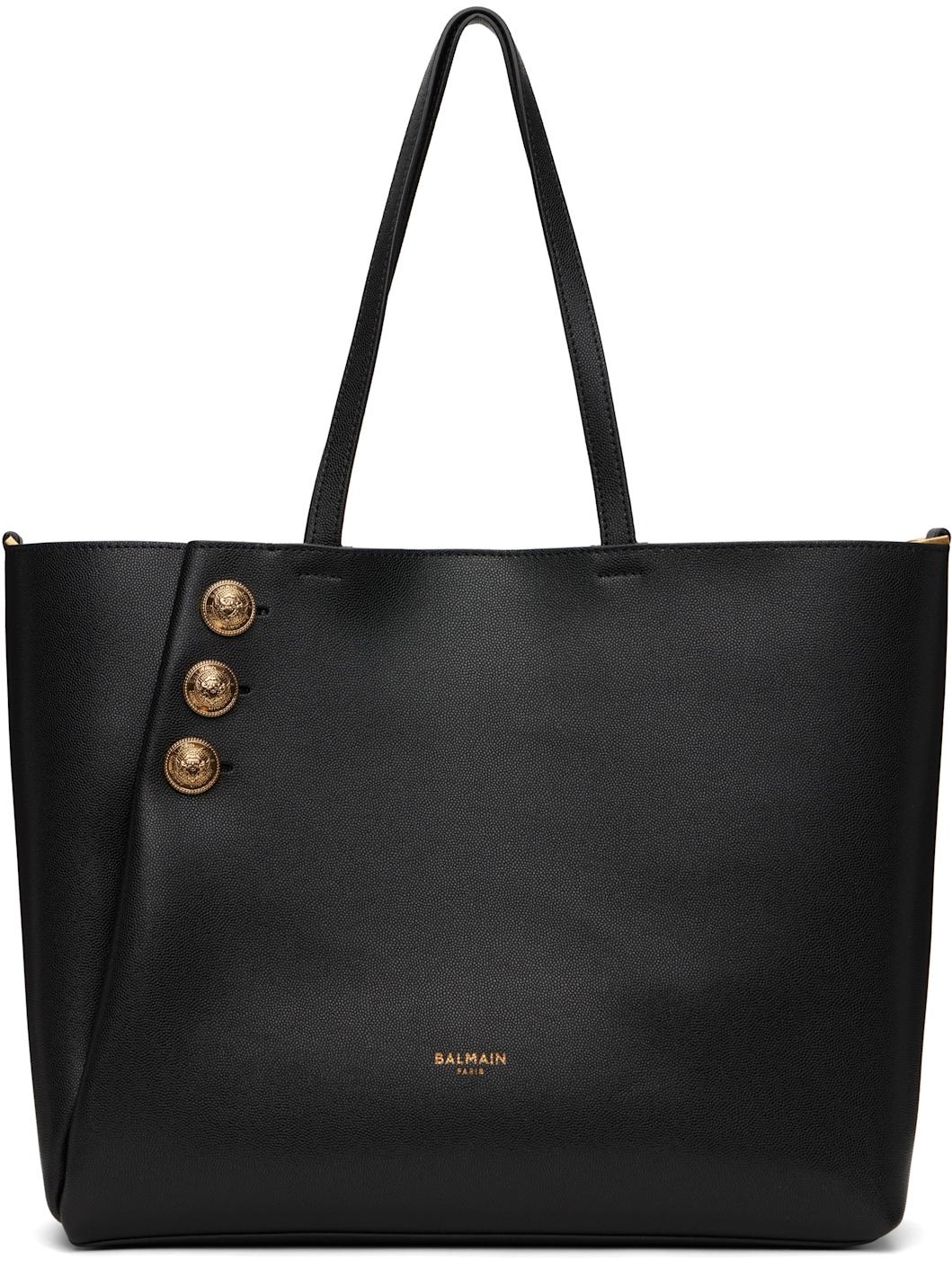 Black Emblème Leather Tote - 1