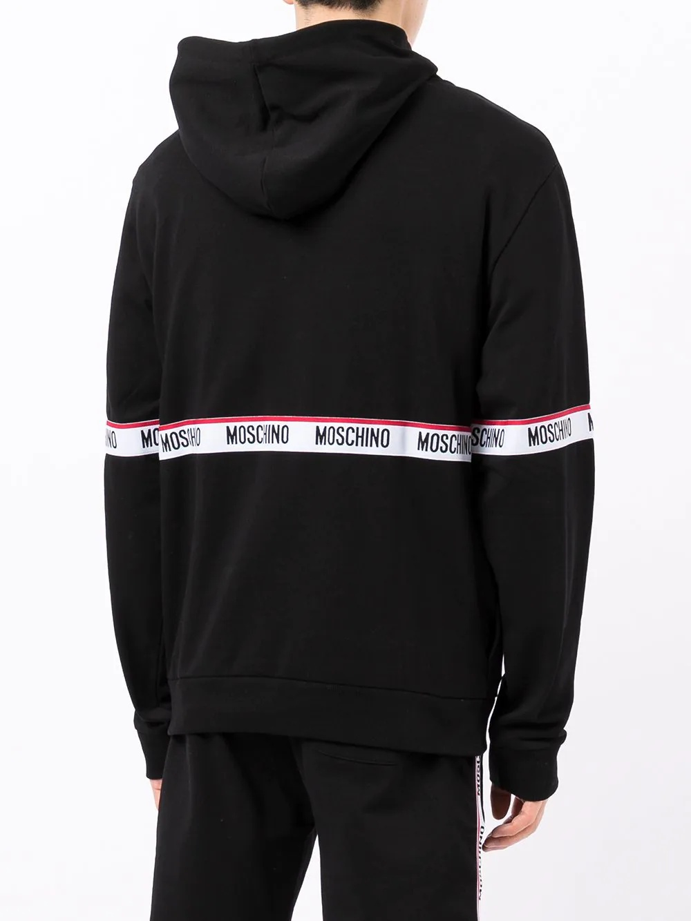 logo-tape cotton hoodie - 4