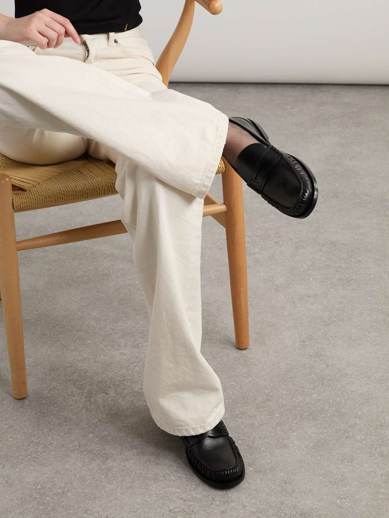 SAINT LAURENT Laurent glossed-leather loafers outlook
