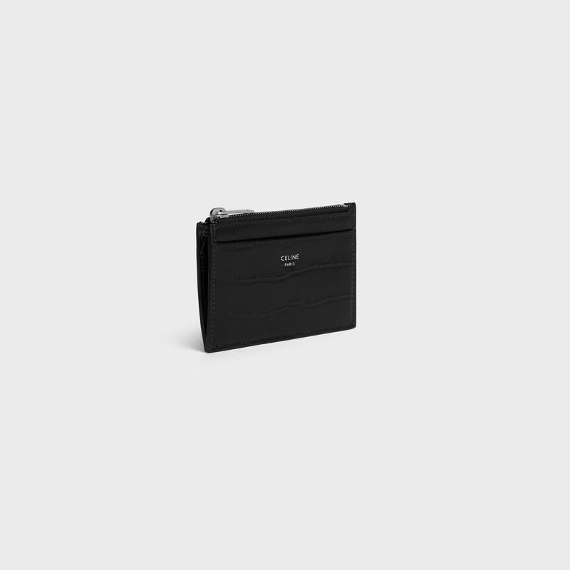 CELINE Zipped Card Holder in Crocodile Embossed Calfskin outlook