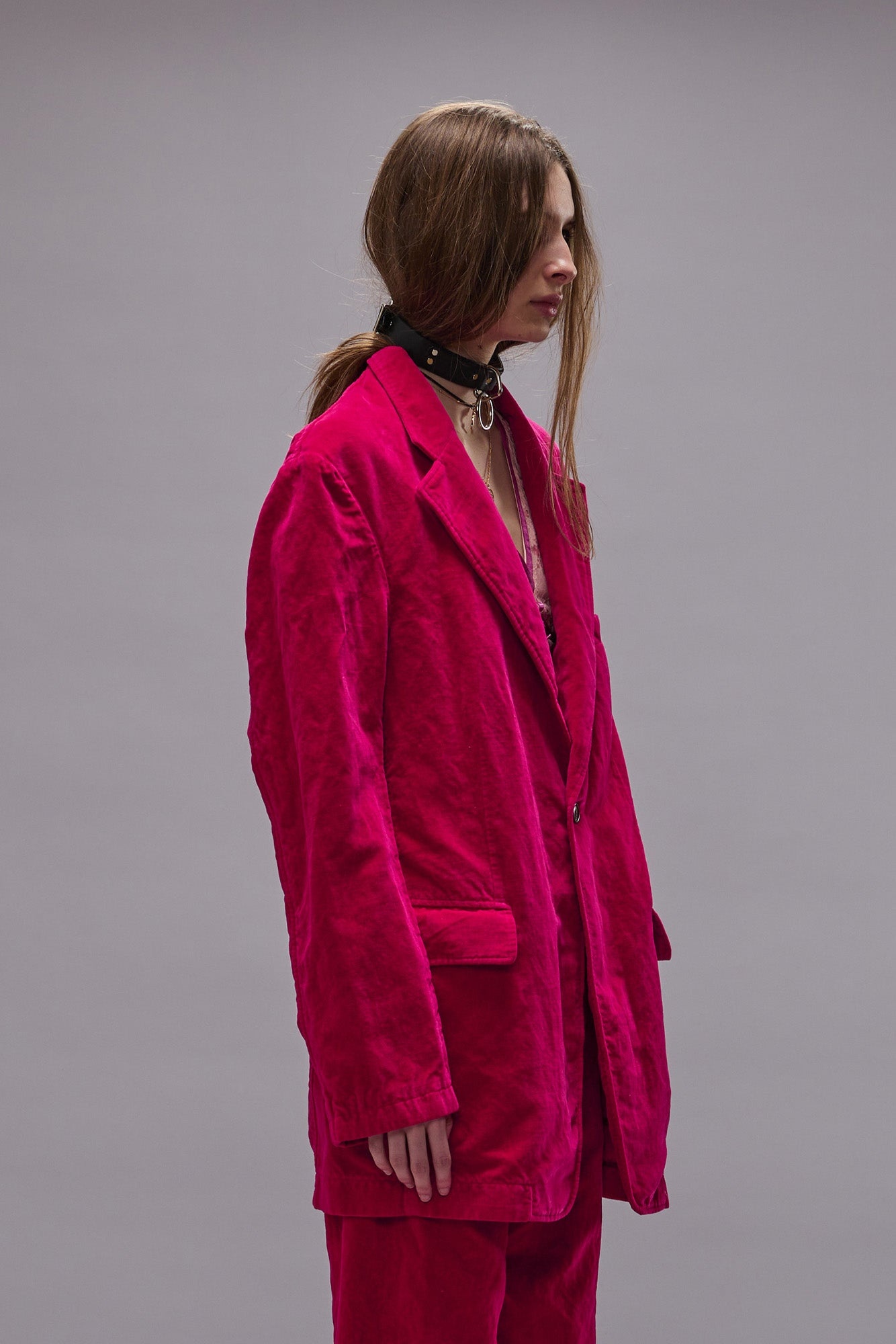 OVERSIZED RAGGED BLAZER - RASPBERRY - R13 - 5