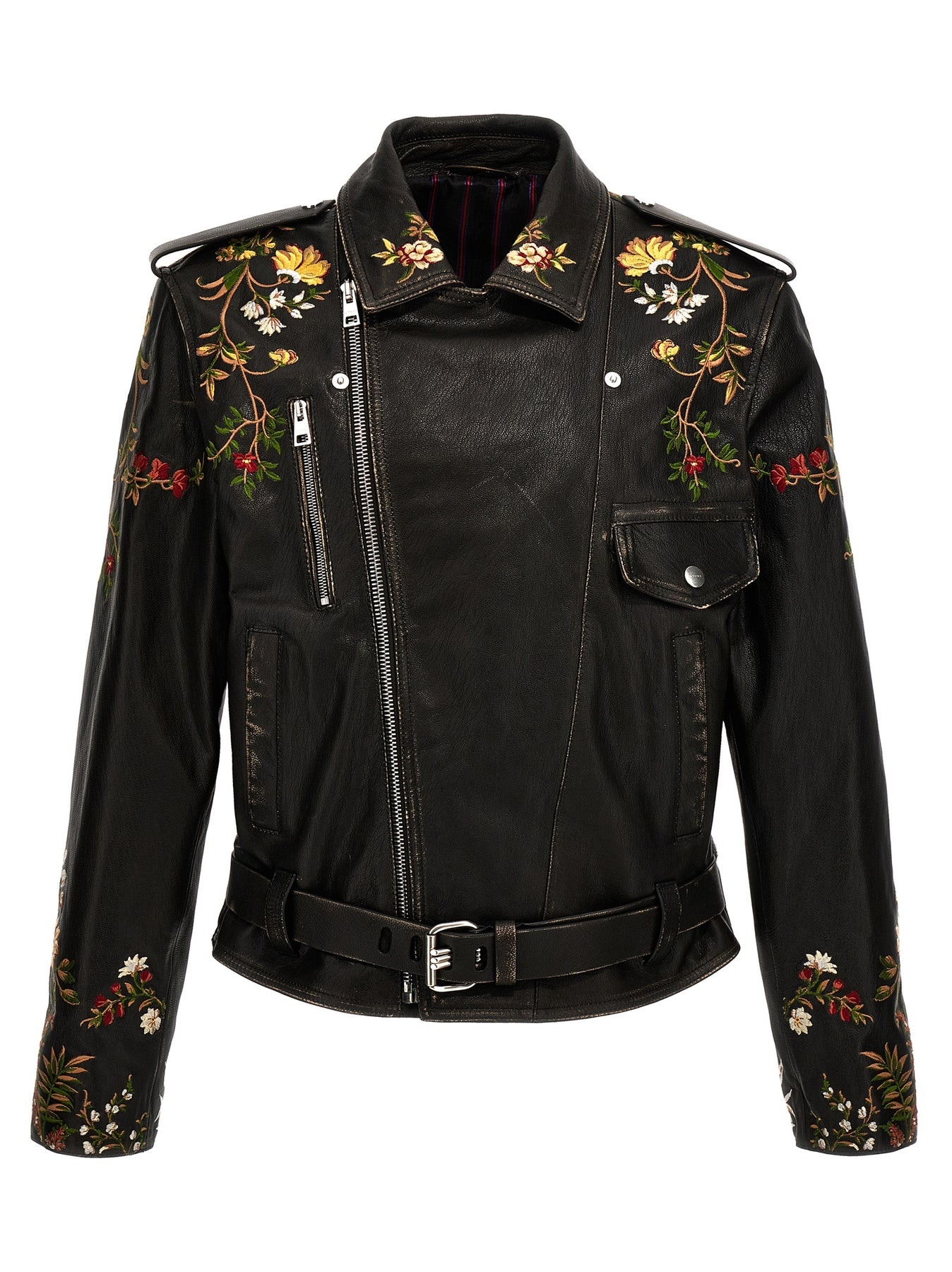 Nail Floral Embroidery Casual Jackets, Parka Black - 2