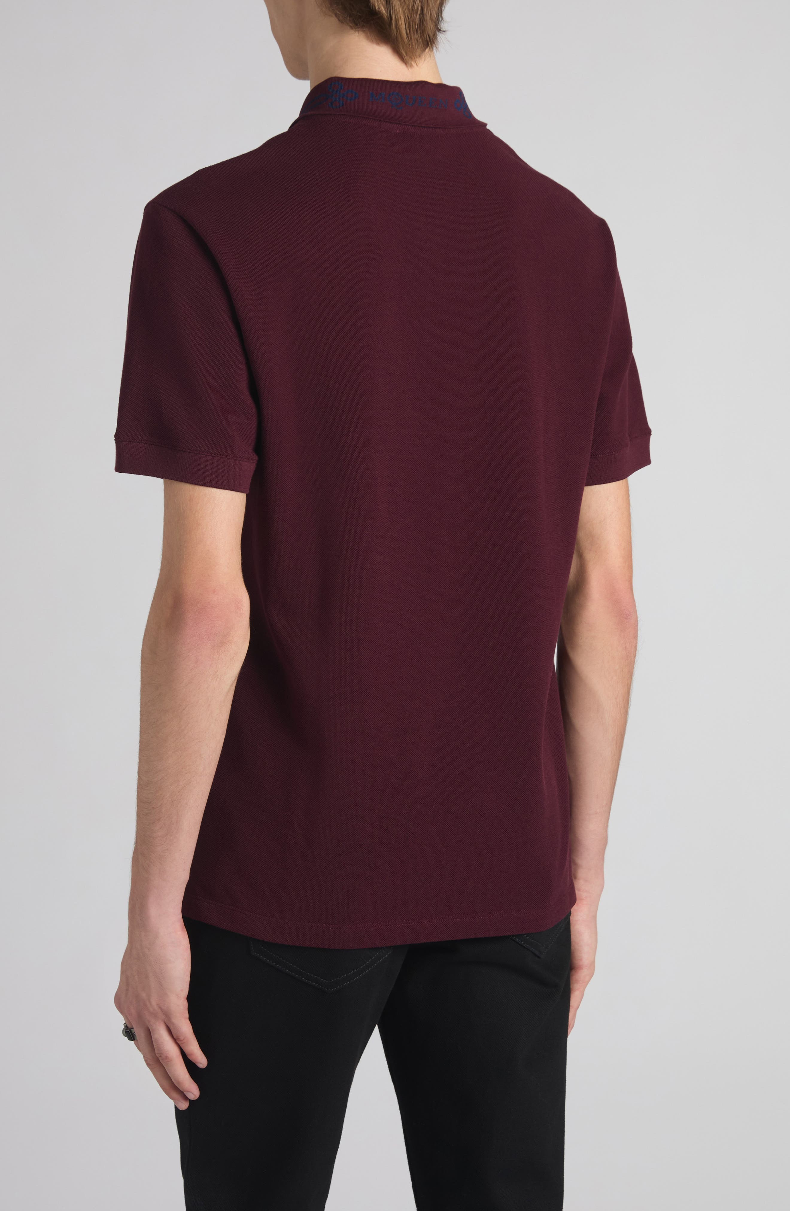McQueen Logo Jacquard Collar Polo in Bordeaux at Nordstrom - 3