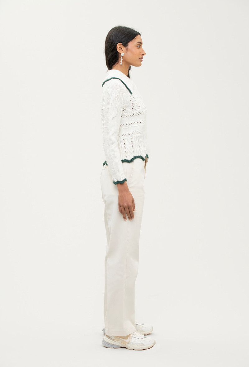 Trixie Cardigan - Cream/Green 5