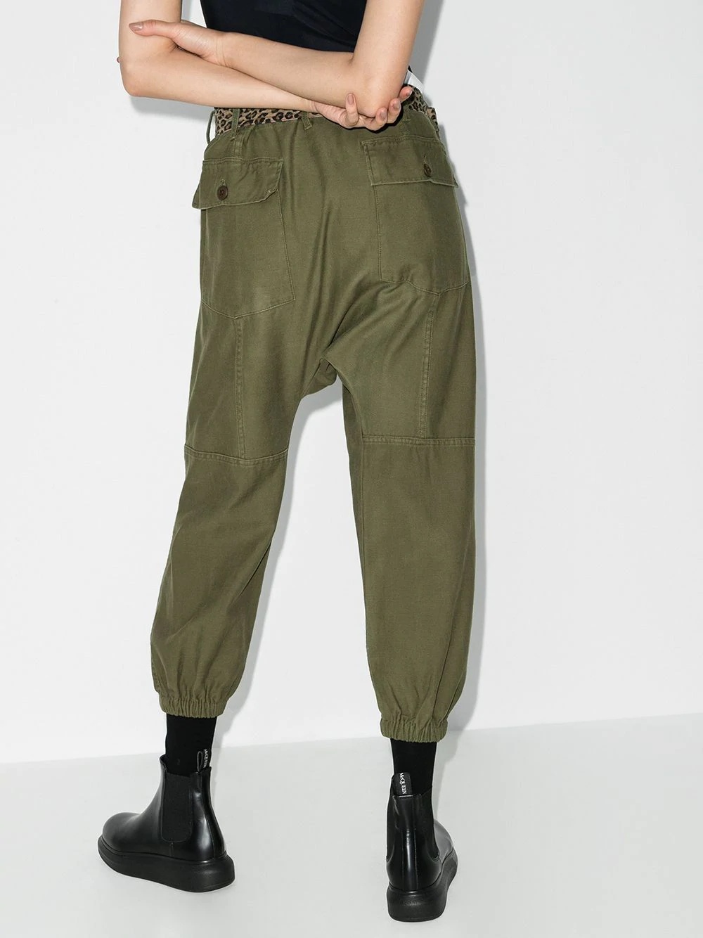 contrast-belt combat trousers - 3