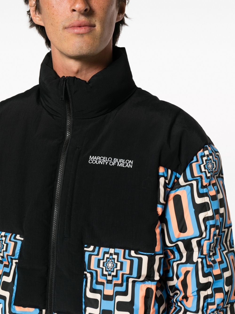 geometric-print quilted puffer jacket - 5