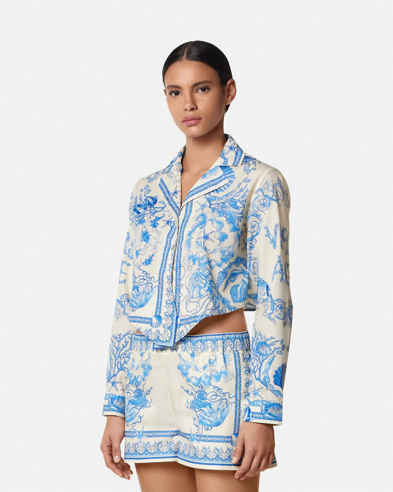 Underwater Barocco Knotted Crop Cotton Shirt 4