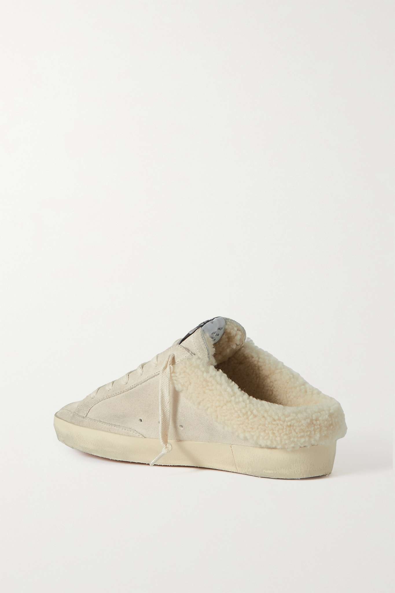 Super-Star Sabot shearling-lined distressed leather-trimmed suede slip-on sneakers - 3
