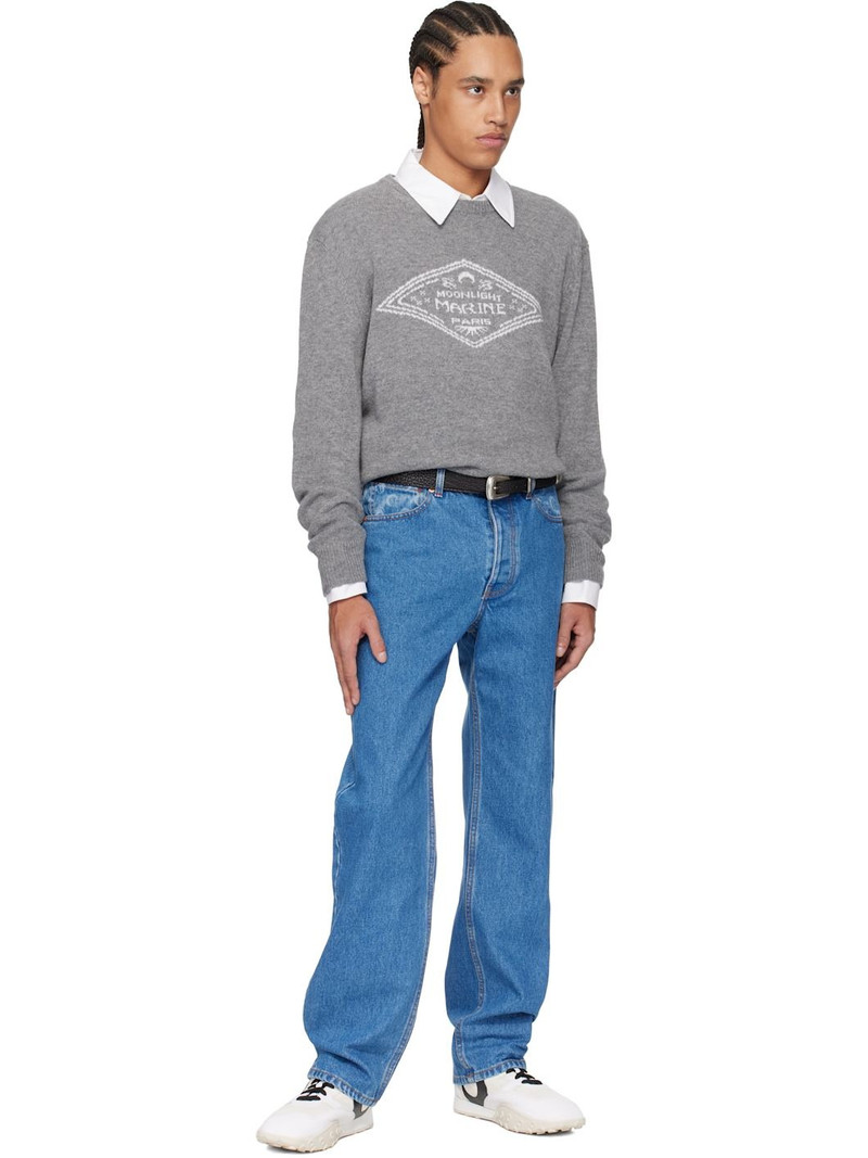 Marine Serre Gray Clean Wool Knit Crewneck Sweater outlook