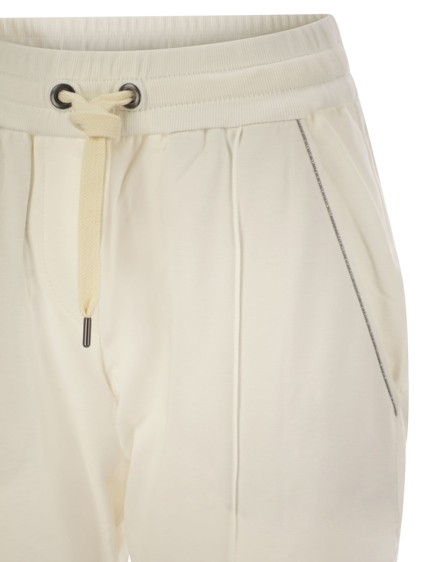 Brunello Cucinelli Women Track Trousers In Lightweight Stretch Cotton Fleece With Moniline - 4