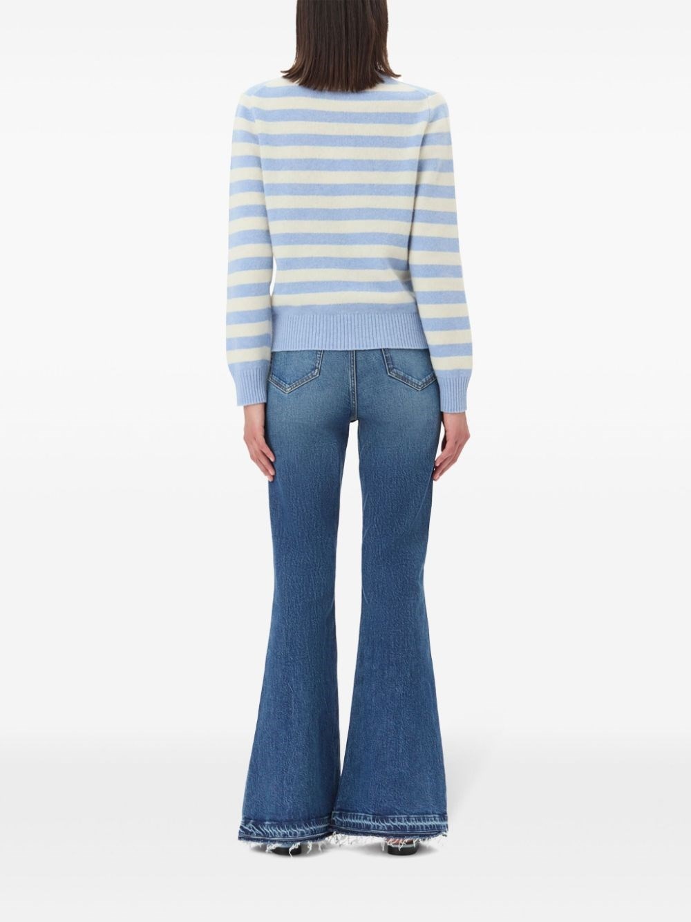 Embroidered striped wool sweater - 2