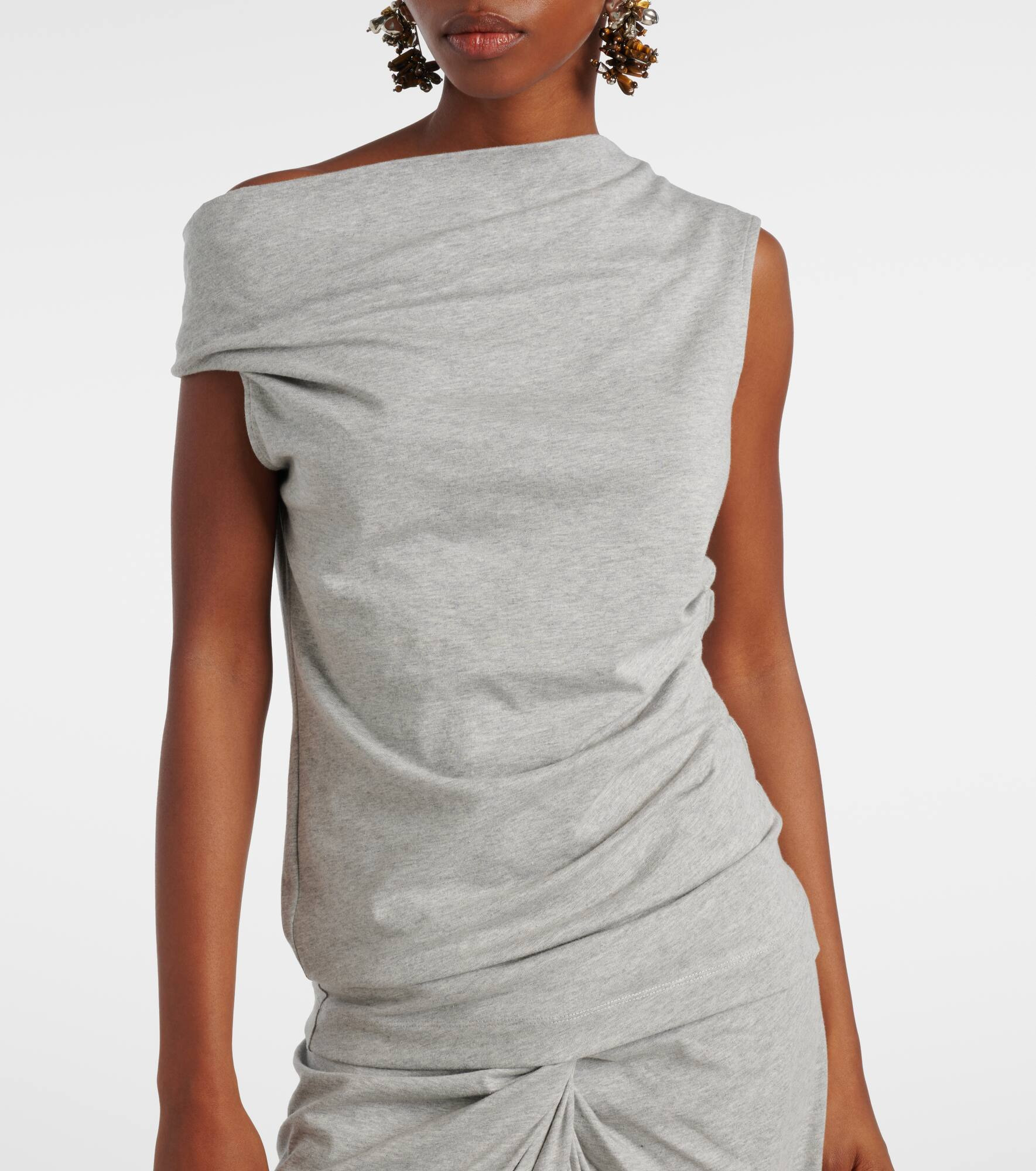 Draped cotton jersey top - 6