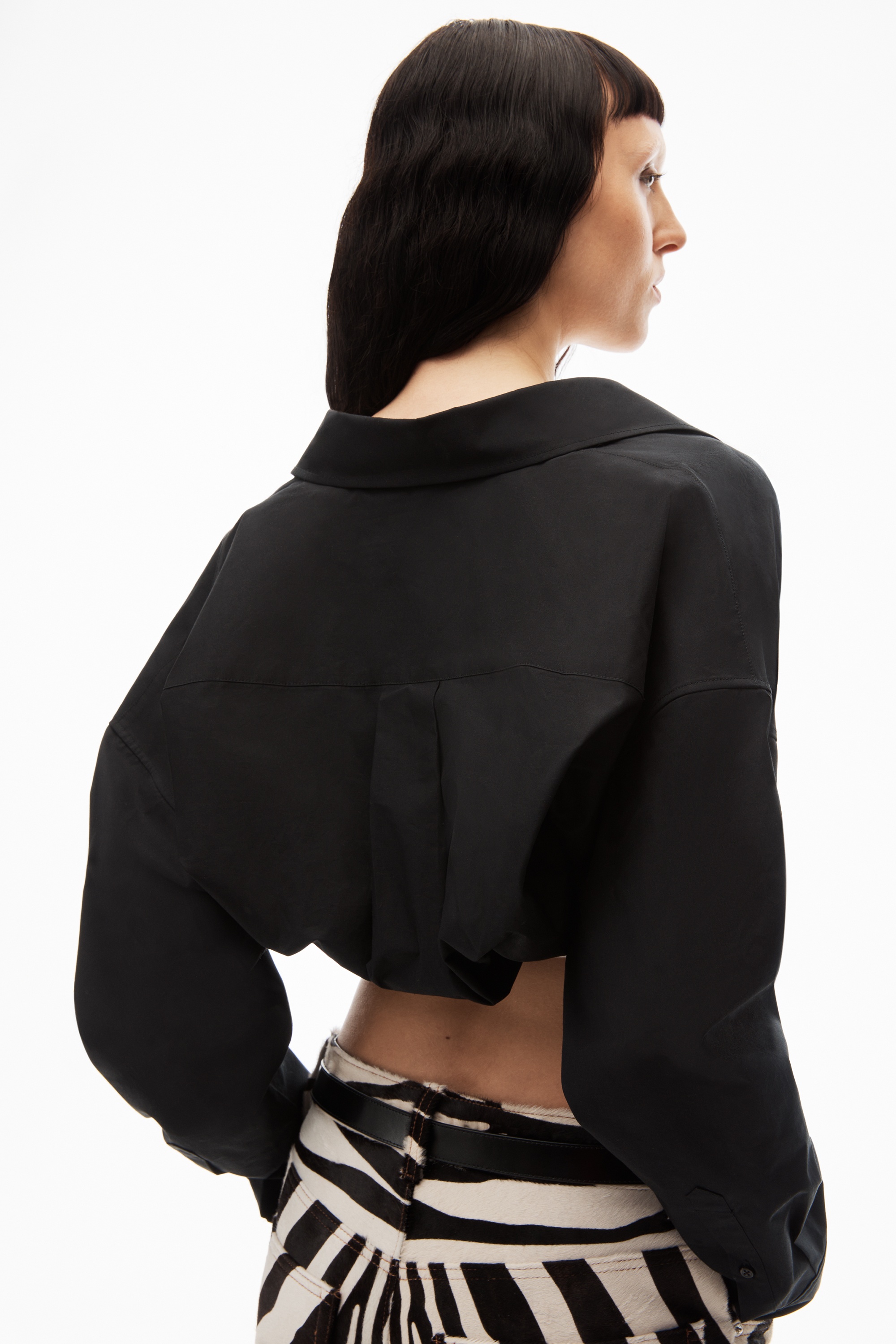 layered crop bolero in compact cotton - 6