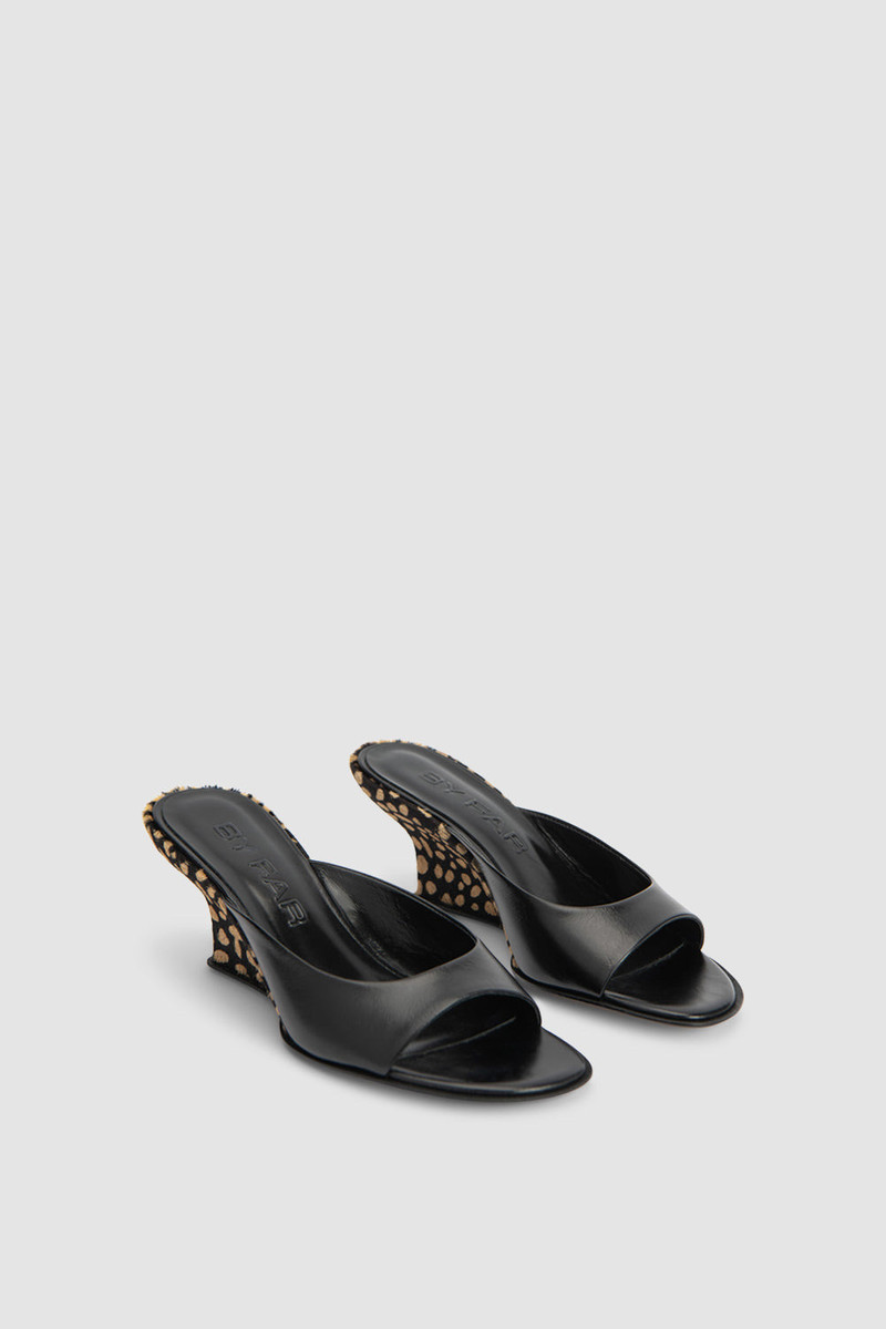 BY FAR Caroo Black Cheetah Pony Hair Mule outlook