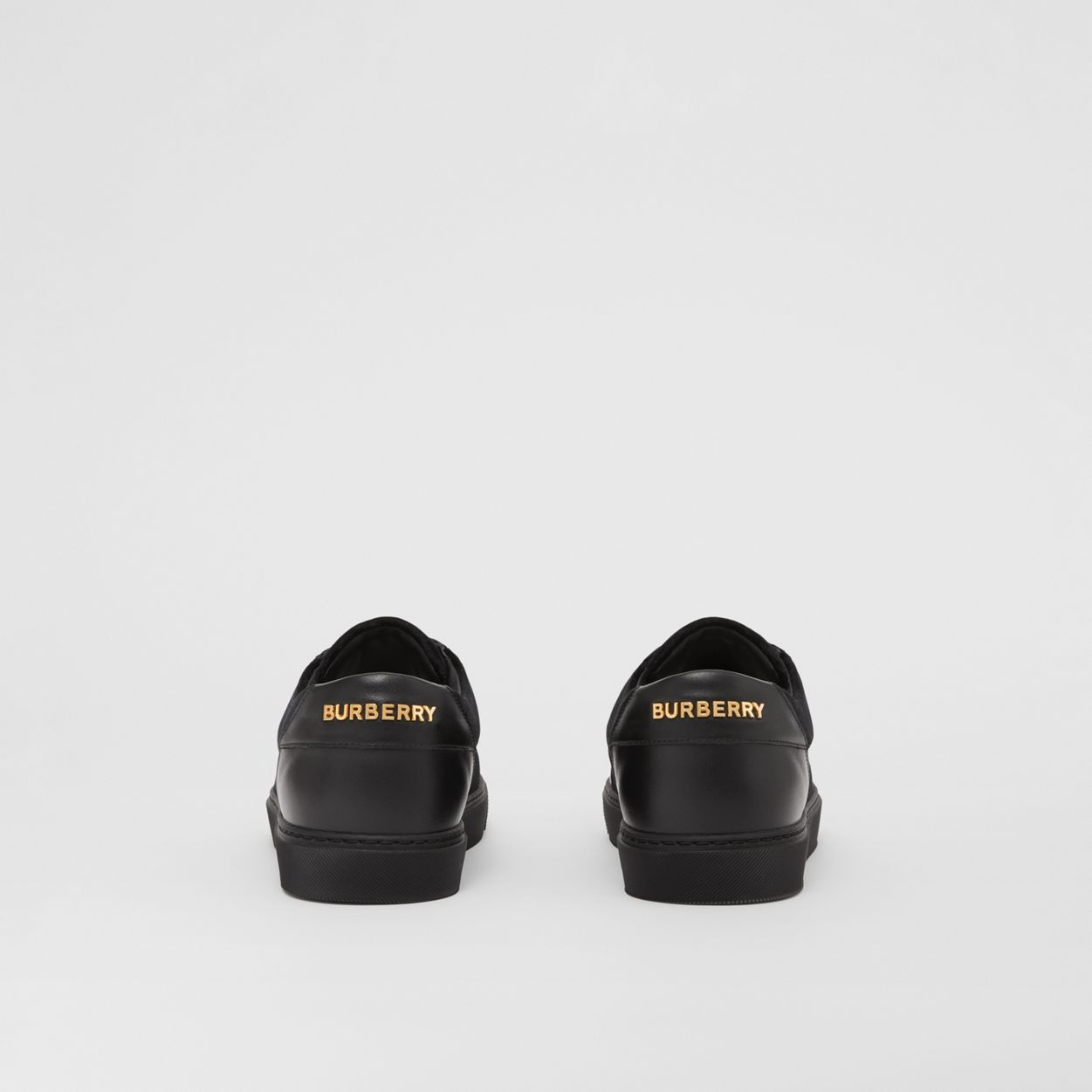 Logo Detail Velvet and Leather Sneakers - 5