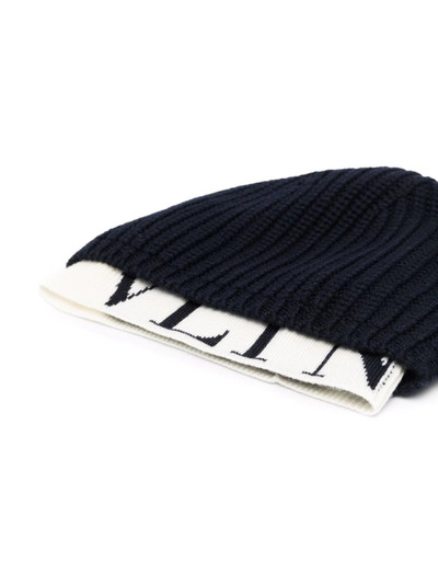 Valentino ribbed knit logo-hem beanie outlook