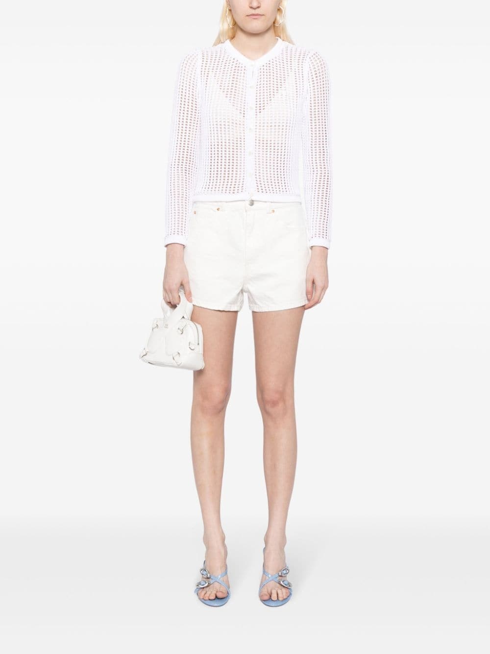 high-waisted logo cut-out shorts - 2
