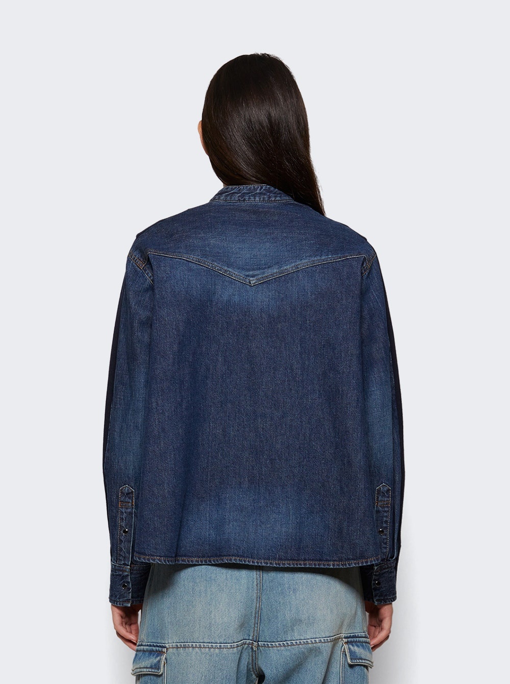 Denim X Knit Cardigan Blue - 4