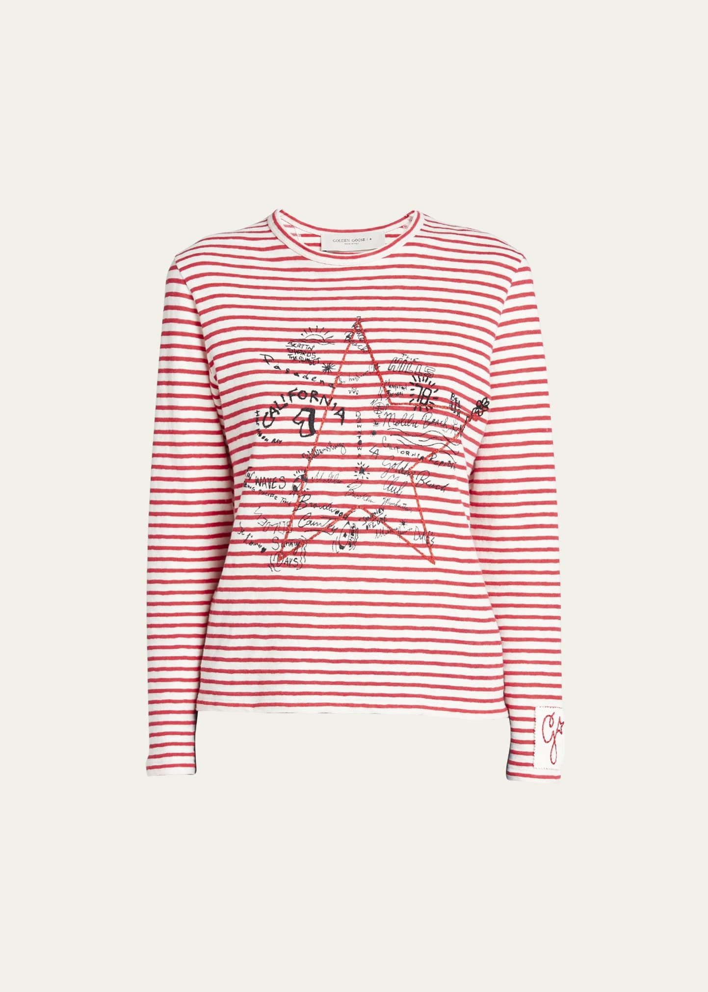 Striped Long-Sleeve T-Shirt w/ Embroidery - 2