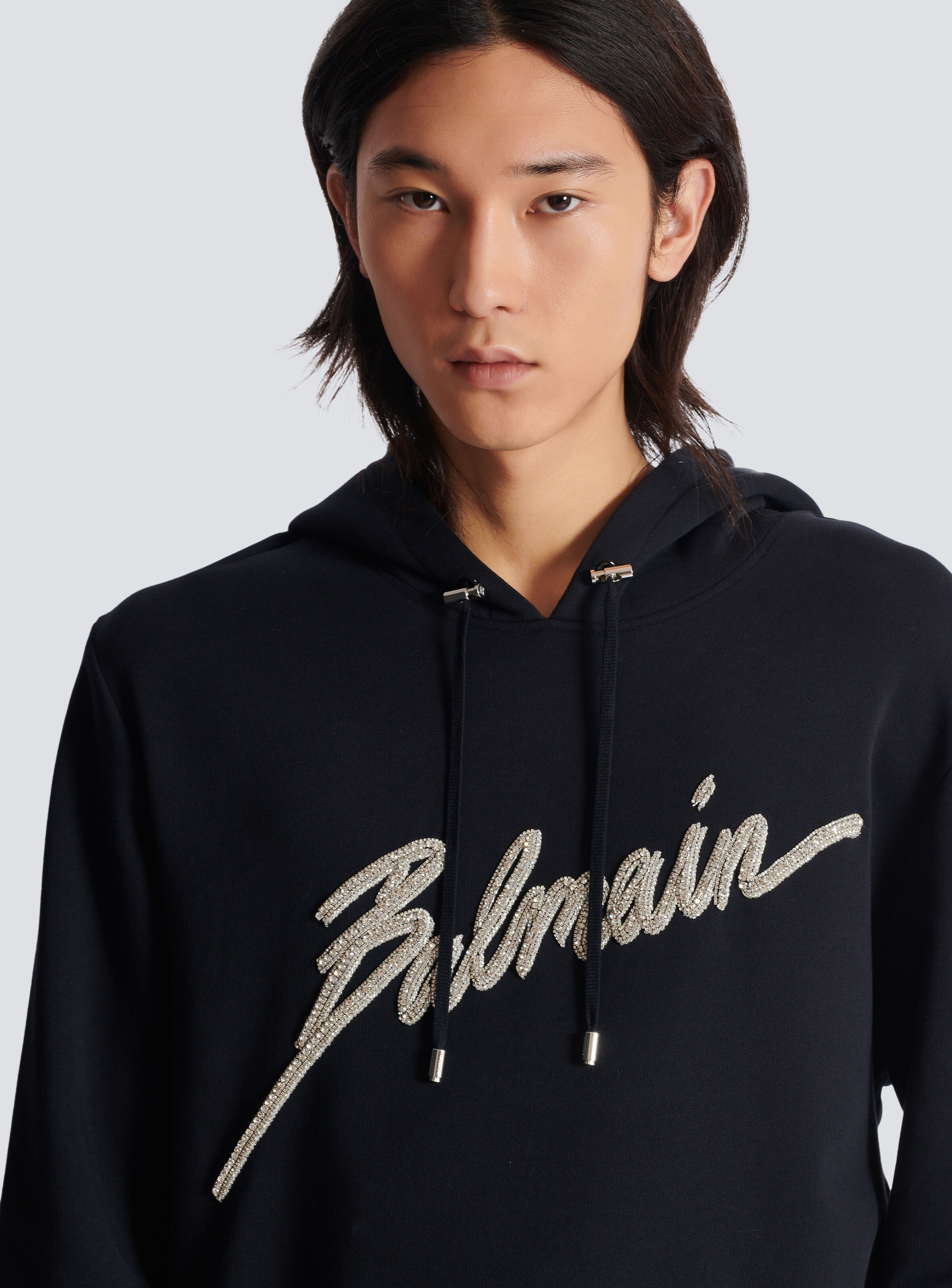 Embroidered Balmain Letter hoodie - 7