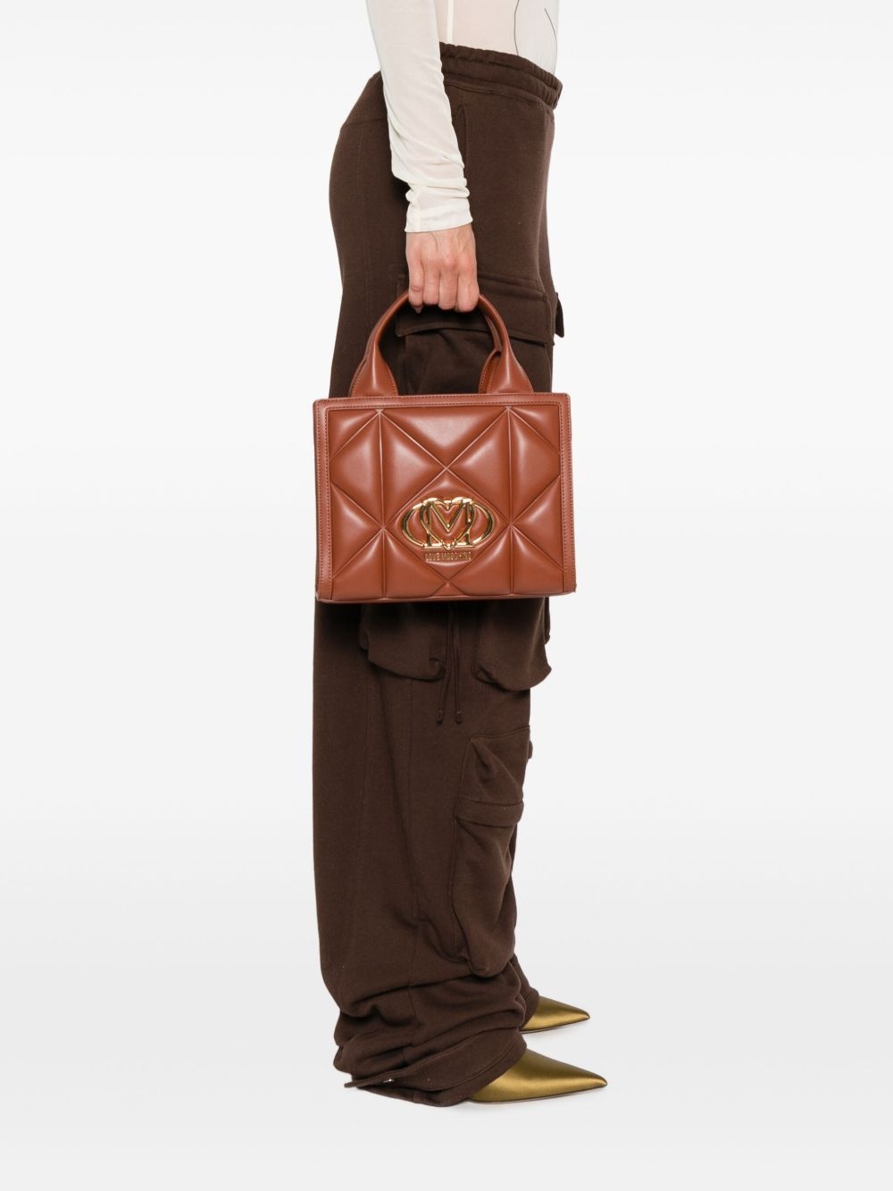 quilted logo-plaque tote bag - 2