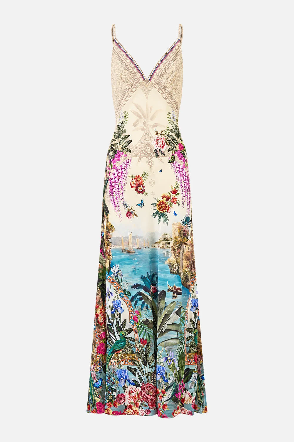 V-NECK FULL LENGTH BIAS SLIP DRESS - 1