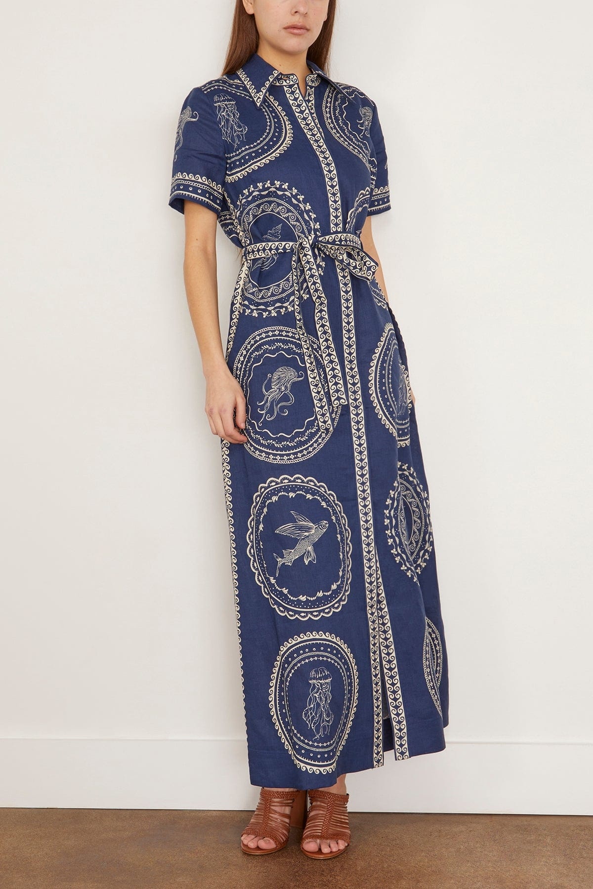 Oceane Linen Shirtdress in Navy (TS) - 3