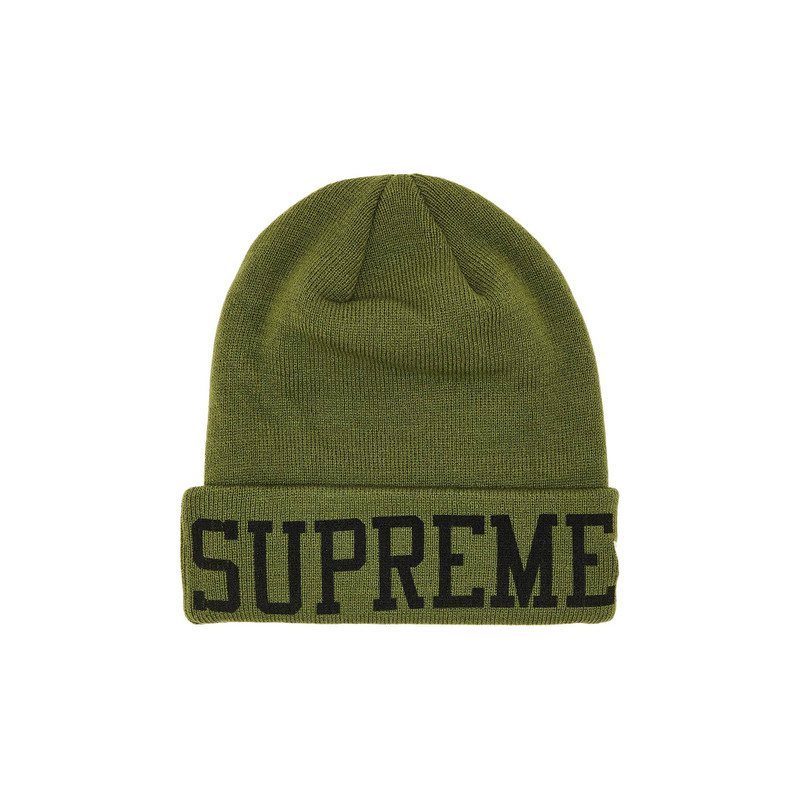 Supreme x New Era Varsity Beanie 'Olive' - 1